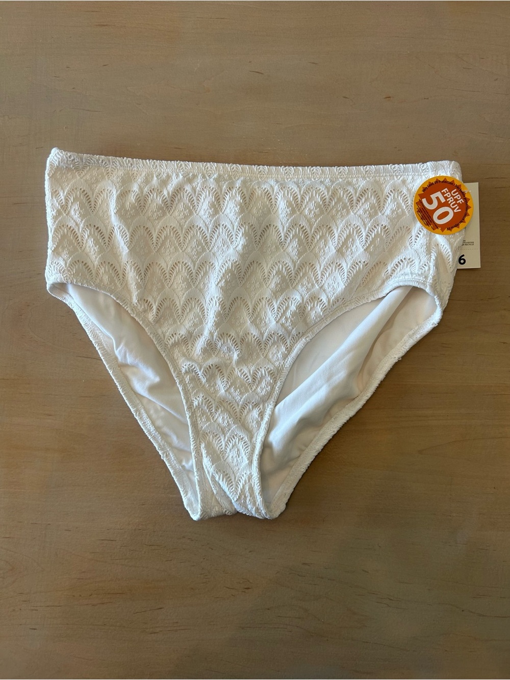 Women’s White Crochet High-Rise Bikini Bottoms